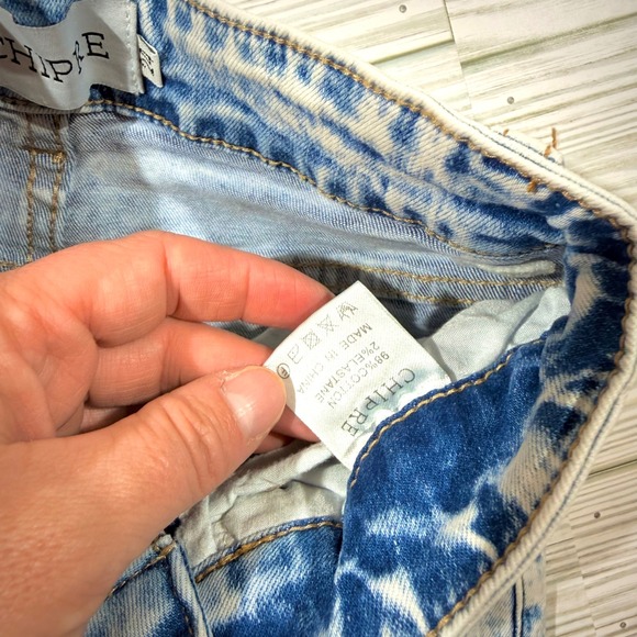 CHIPRE Acid Wash High Waisted Skinny Jeans Women Light Blue Distressed Denim - Picture 5 of 6